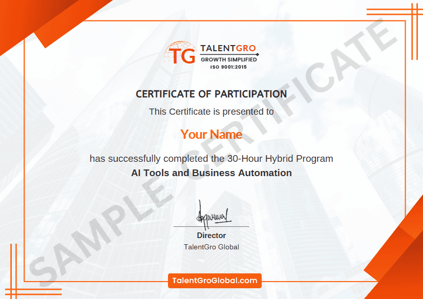 TalentGro × AIC-ISB Future Founders Program joint certificate
